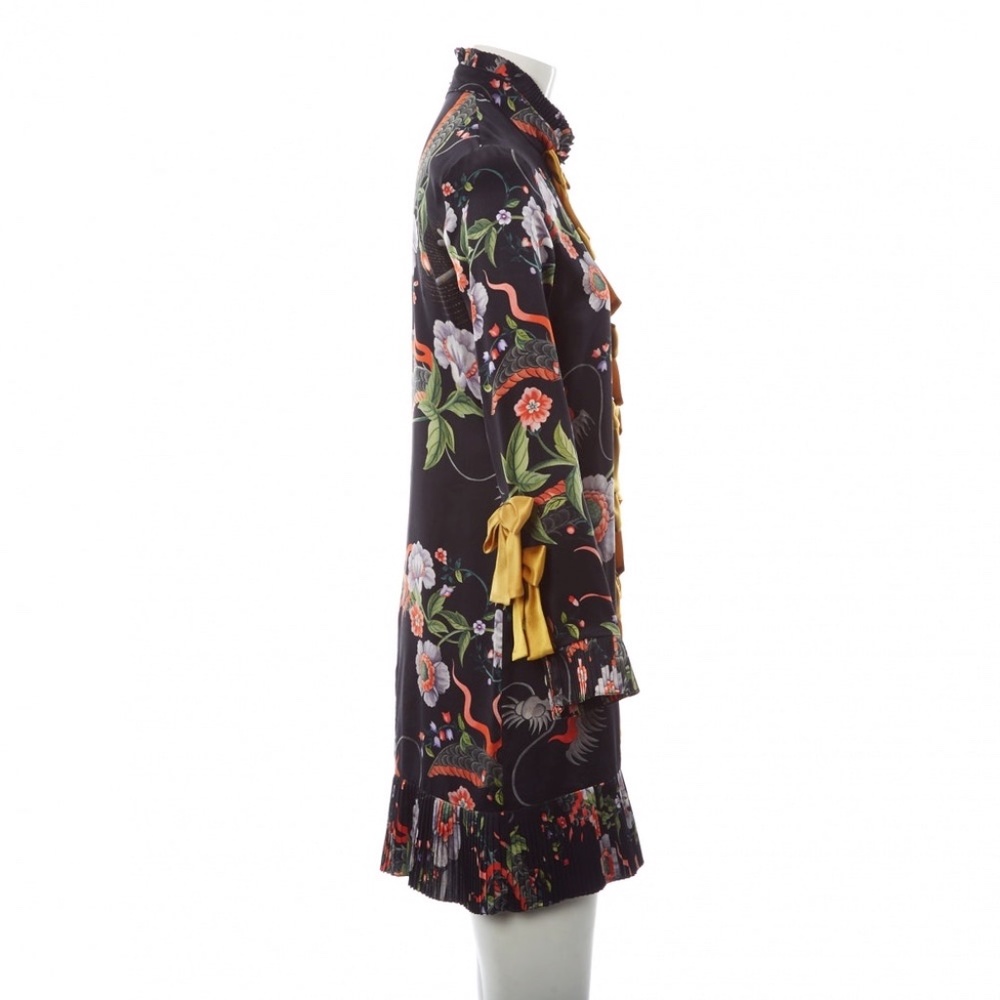 Gucci Silk dragon/ floral silk dress w yellow bows - Picture 4 of 7